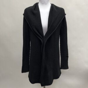 Vince. Cardigan Hooded Hoodie Sweater Black Small Yak Yak Wool Blend Safety Pin